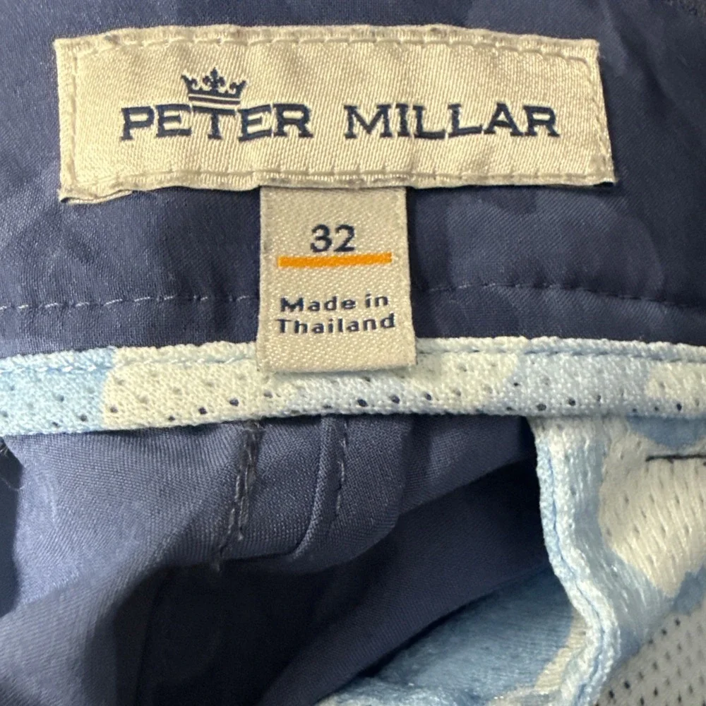 Peter Millar Men's Size 32 Shackleford Camo Blue Sea Performance Hybrid Shorts